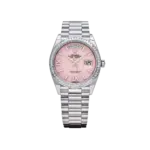 Rolex Day-Date 36 128396TBR Platinum Pink Opal Diamond Dial and Bezel