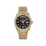 Rolex Day-Date 40 228398TBR Yellow Gold Onyx Baguette Diamond Dial Baguette Bezel