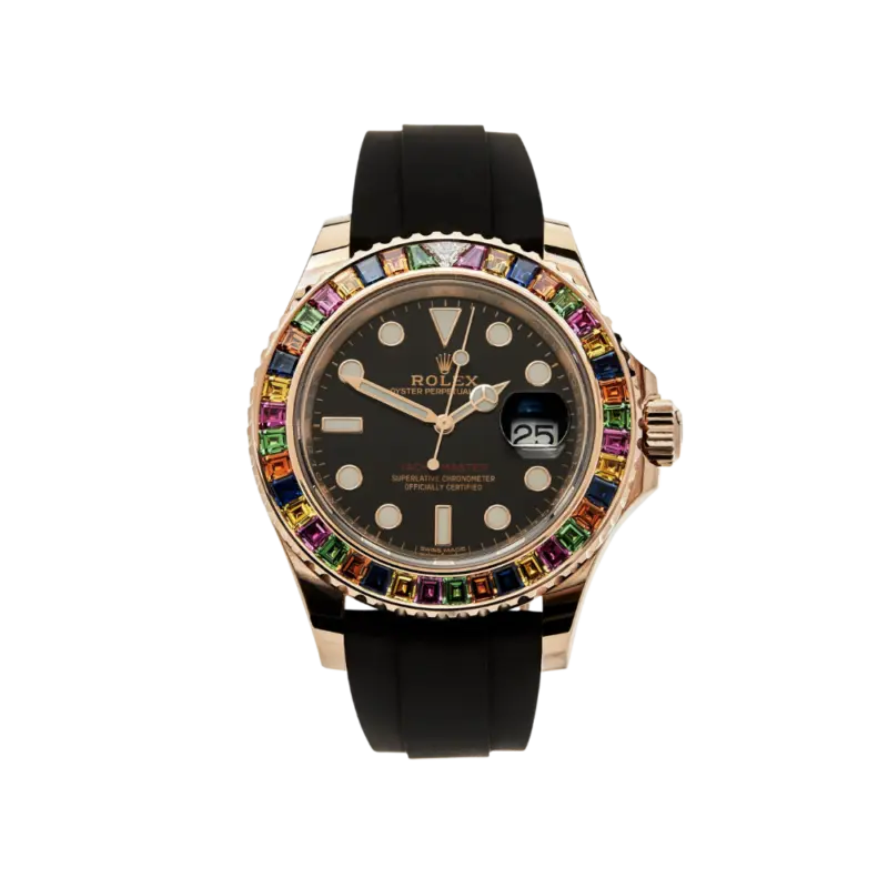 Rolex Yacht-Master 40 116695SATS Rose Gold Black Dial Rainbow Bezel