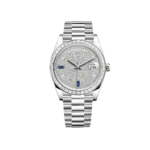 Rolex Day-Date 40 228396TBR Platinum Diamond Bezel Diamond-Paved Sapphire Dial