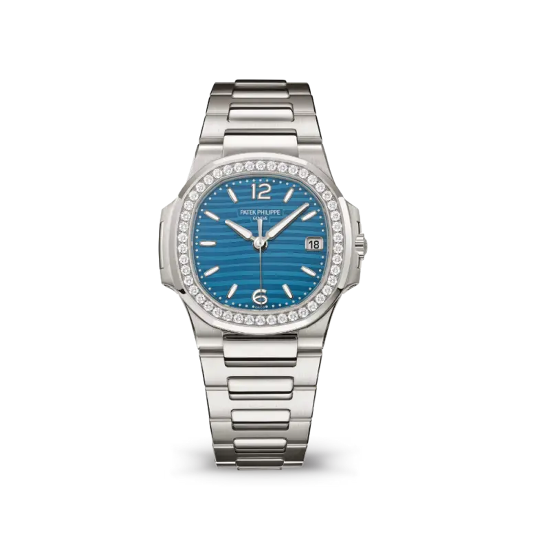 Patek Philippe Nautilus 7010/1G-013 'Ladies' White Gold Blue Dial Diamond Bezel (2025)