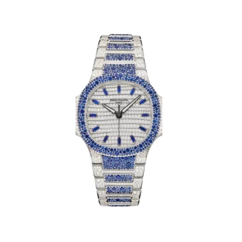 Patek Philippe Nautilus 7118/1451G 'Ladies Haute Joaillerie' White Gold Diamond Blue Sapphire Set