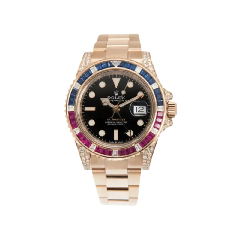 Rolex GMT-Master II 126755SARU 'SARU' Rose Gold Black Dial Diamond Bezel